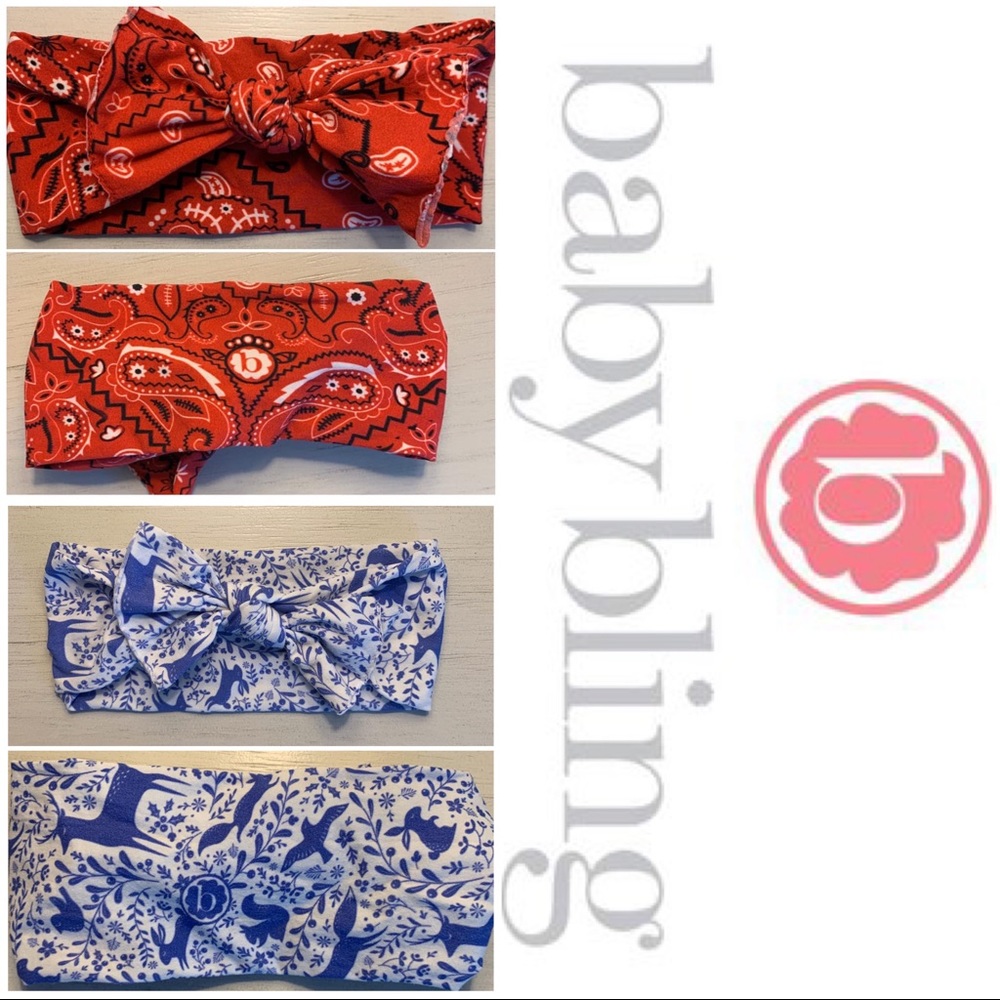 Deer Toille & Cherry Bandana Baby Bling Bows
